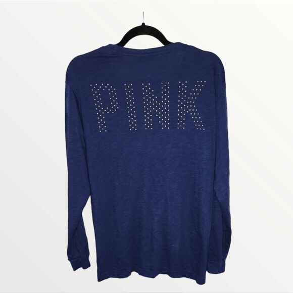 Victoria's Secret Pink Bling Long Sleeve Campus T Shirt Glitter Studded … - Picture 3 of 7